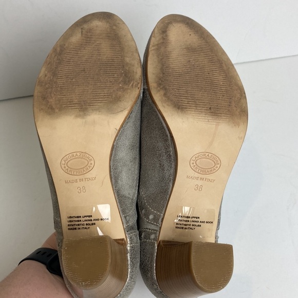 SUNDANCE Lucette Italian Leather Silver Oxford Lace-up Heels 38 Academia Preppy - Picture 9 of 14